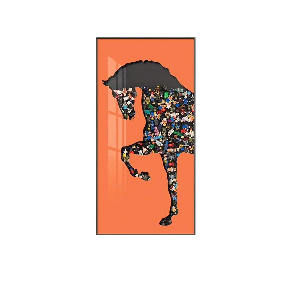 Dikdörtgen At Yapı Blokları Duvar Sanatı Dekoru