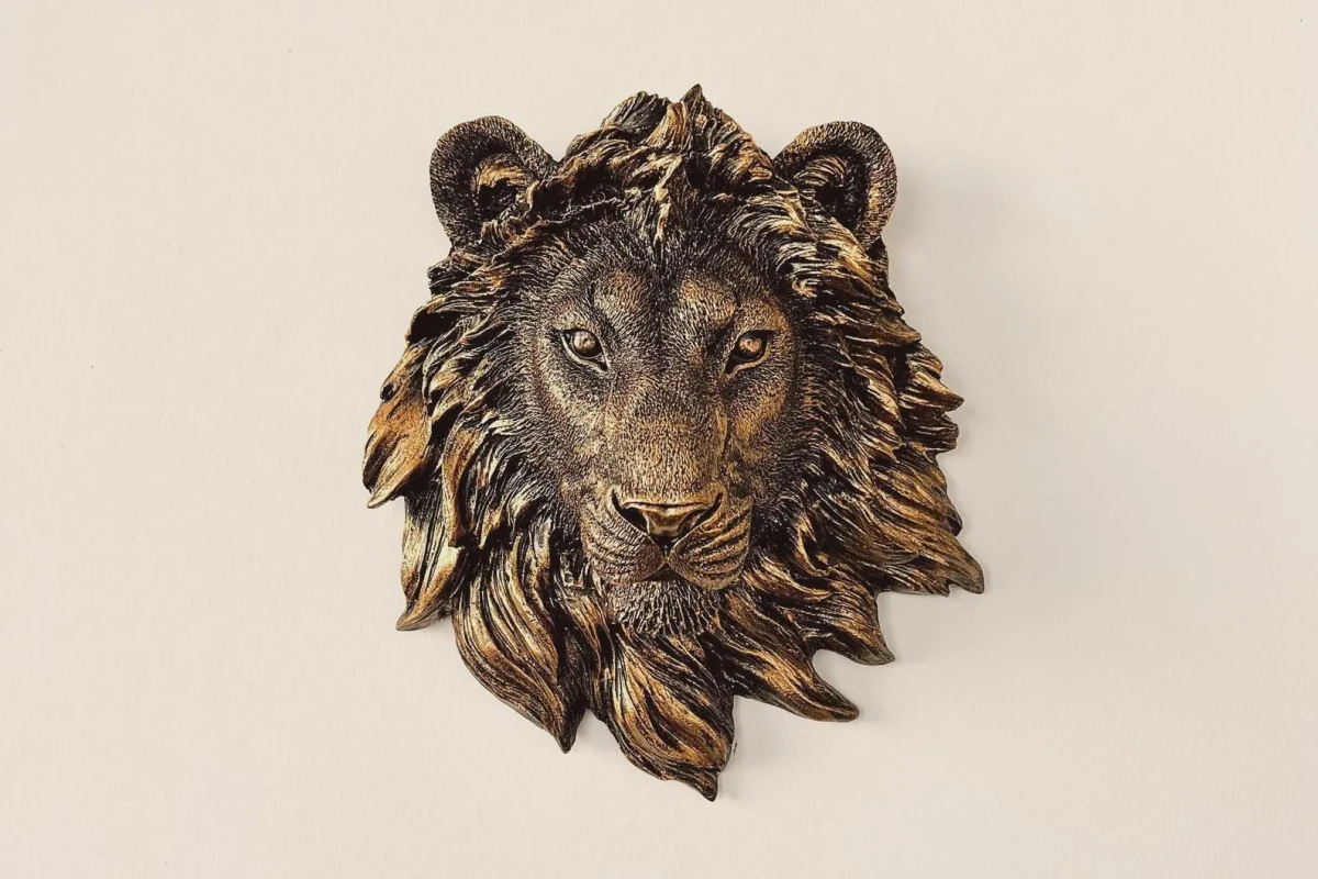 El Yapımı Aslan Başı Duvar Dekoru