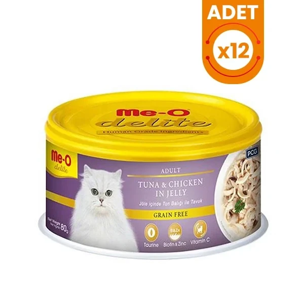 Meo Delite Tahılsız Jöleli Ton Balıklı ve Tavuklu Yetişkin Konserve Kedi Maması